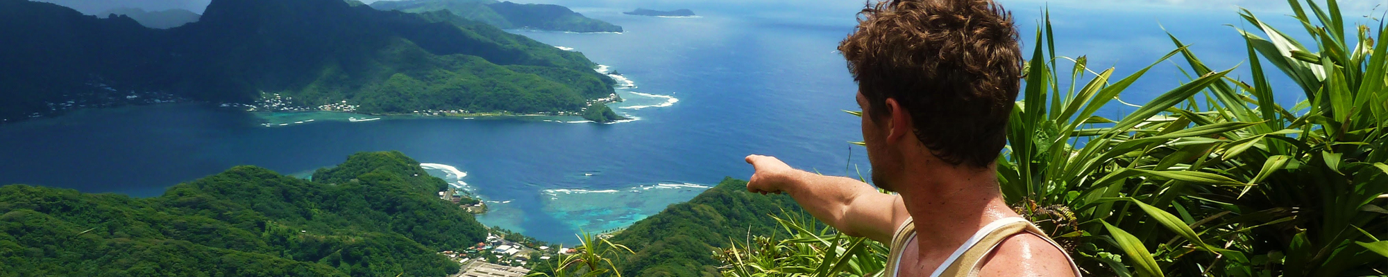 male student overlooking water in Samoa